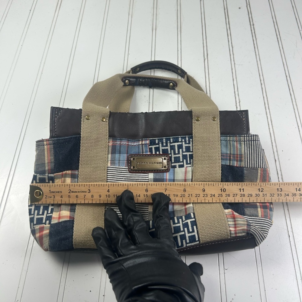 Tommy Hilfiger Vintage Y2K American Patchwork Classic Madras Plaid Denim Handbag - Picture 4 of 15
